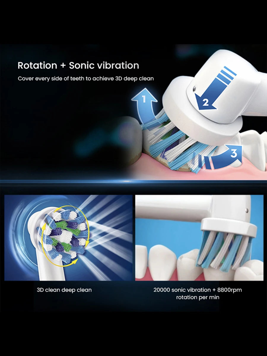 Oral B Rotation Electric Toothbrush AA Battery 7600 Rpm Cross Action Cleaning Teeth Tooth Brush with Brush Refills