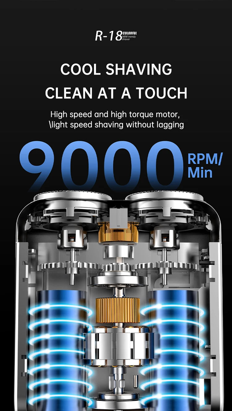 Mini Electric Smart Shaver Household Car Shaver Digital Display Dual Blade Rechargeable Shaver Powerful Beard Trimmer Tool