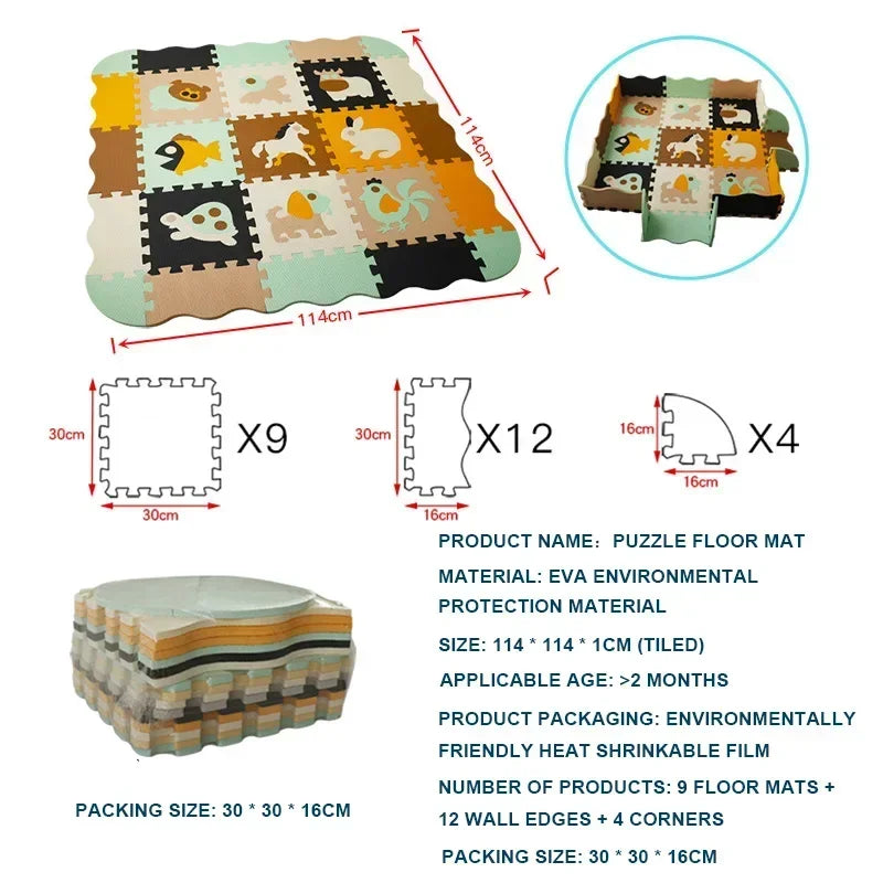 EVA Foam Play Mat with Fence Baby Puzzle Jigsaw Floor Mats Thick Carpet Pad for Kids Educational Toys Activity Pad Playmat
