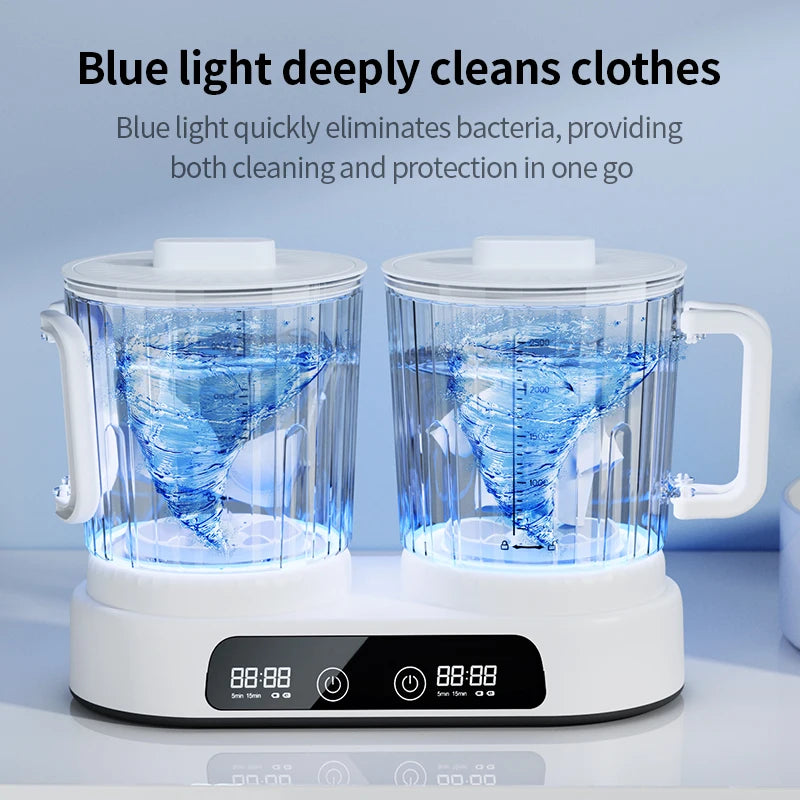 U10 Double Barrel Mini Washing Machine LED Digital Display Small Semi Automatic Wheel Home Dormitory Portable Washing Machine.