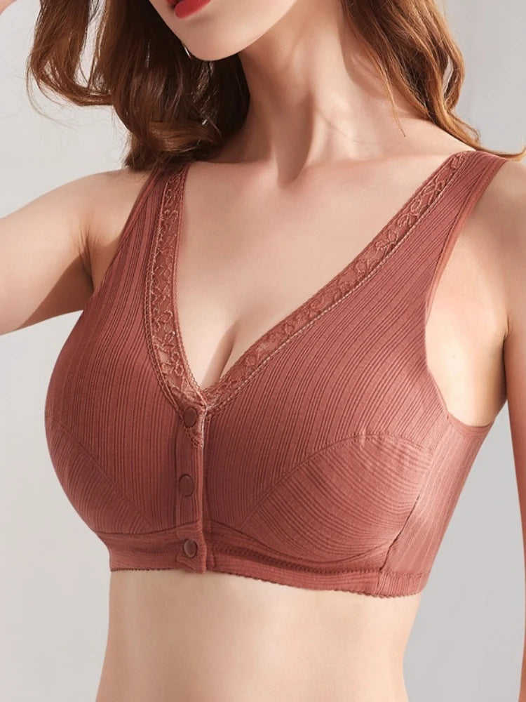 Comfortable Cotton Pregnant Women Underwear Maternity Nursing Bra Breastfeeding Bra Front-Close Bralette Intimate Clothes Plus