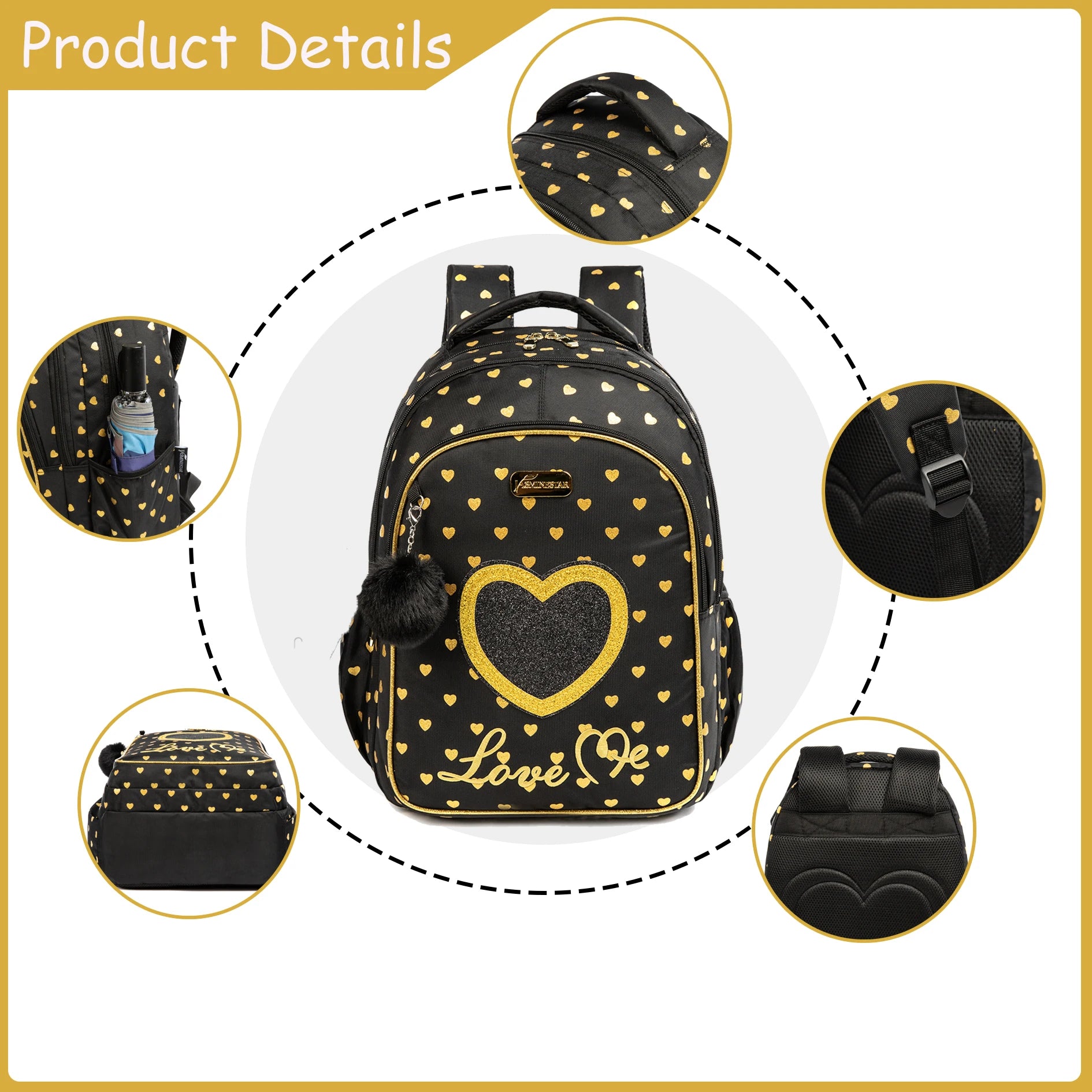 School Backpacks for Girls Backpack with Lunch Bag Pencil Case Elementary Primary Backpack for Teen Girls