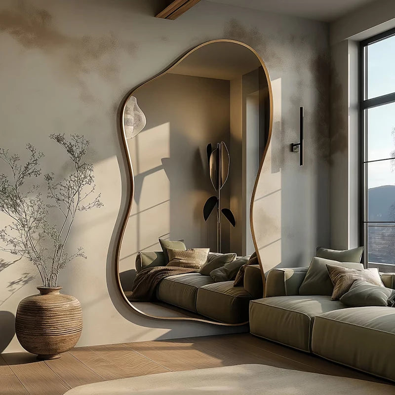 Large Size Full Body Mirror Standing Art Wall Luxury Irregular Frame Accent Unique Mirror Xenomorph Espelhos Trendy Furniture