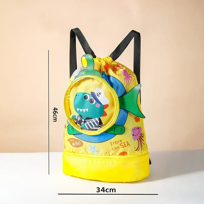 Children's Swimming Bag Kids Waterproof Storage Shoulder Packs Hand Luggage Backpack Wet Dry Separation Bag Large Capacity Pouch