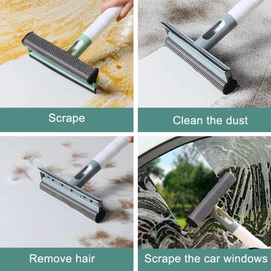 Double Sided Window Cleaning Wiper 3 in 1 Window Cleaning Brush Glass Wiper for Bathroom Mirror Window with Spray
