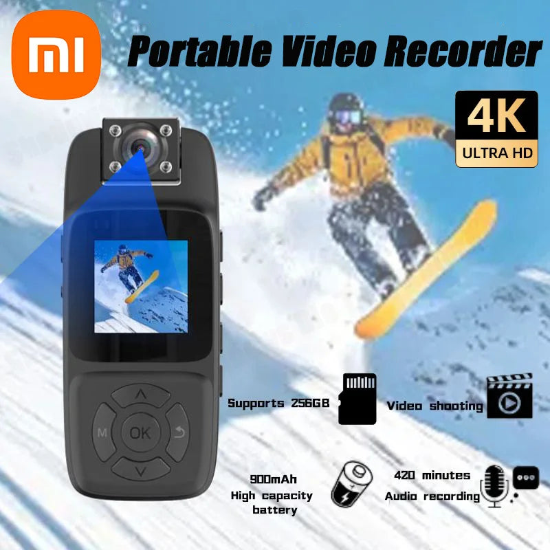 Xiaomi WiFi Mini Camera 4K HD Portable Digital Video Recorder Back Clip Police Body Cam Night Vision Sports Miniature Camcorder