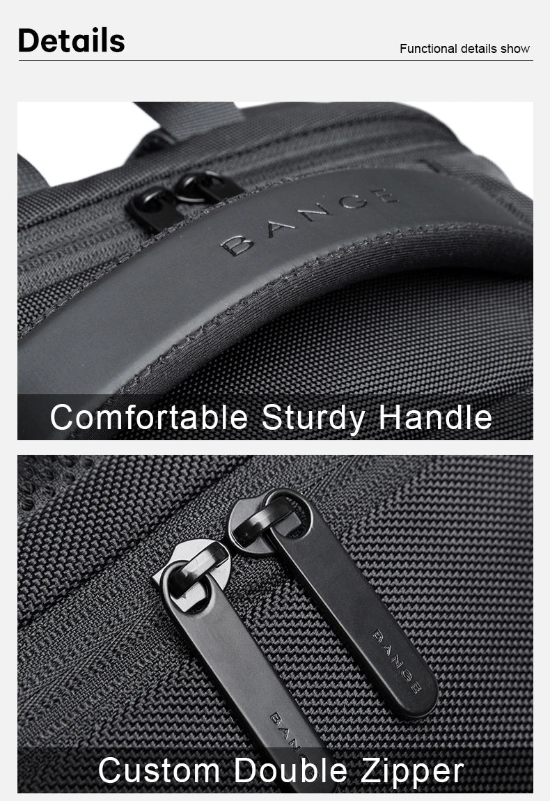 BANGE Lightweight 15.6 inch Laptop Backpack Waterproof USB Charge Port Multifunctional Travel Hiking School Bag Mochila for Men