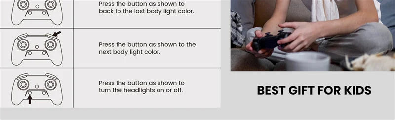 Sinovan Remote Control Car with Lights for Boys 4-7, 2.4GHz Rc Stunt Cars for Kids, 360°Rotating Double Sided RC Car Toys Black