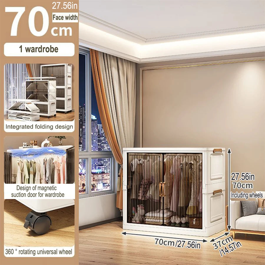 Multifunction Folding Storage Cabinet Dustproof Wardrobe Sundries Cabinet Closet Organizer Locker Storage Box