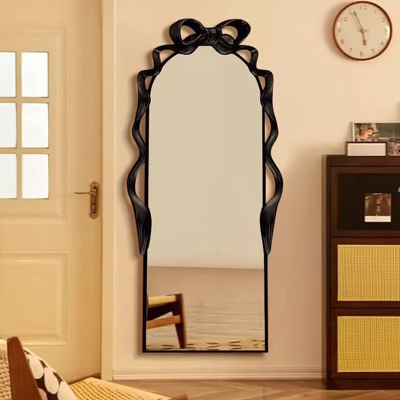 American style vintage full body mirror Black Luxury elegant wooden floor mirror high-end specchiera da pavimento furniture