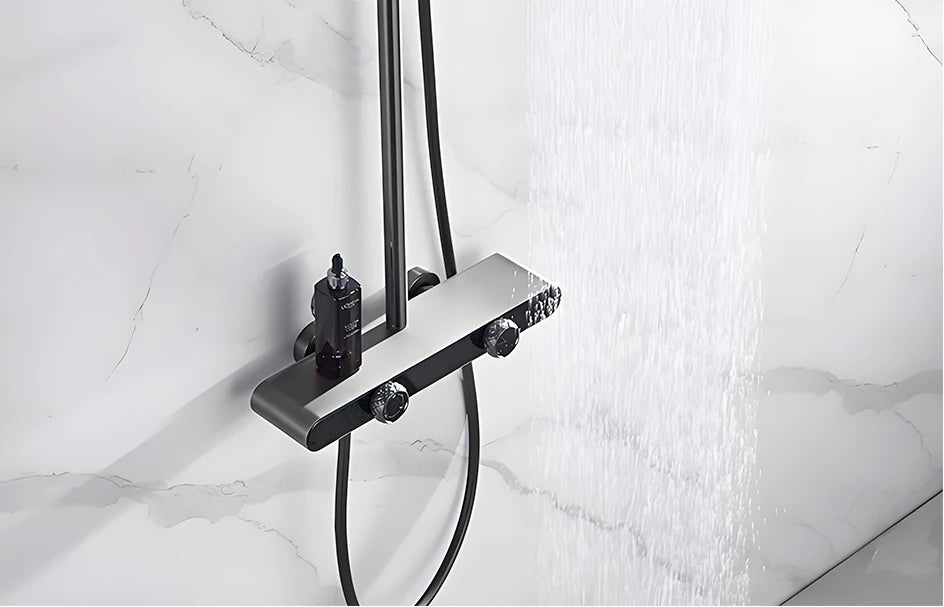 VGX Gold Shower System Set Bathroom Shower Faucet Set 3-way Rainfall Shower Set Shower Mixer Crane with Hand Shower Set White