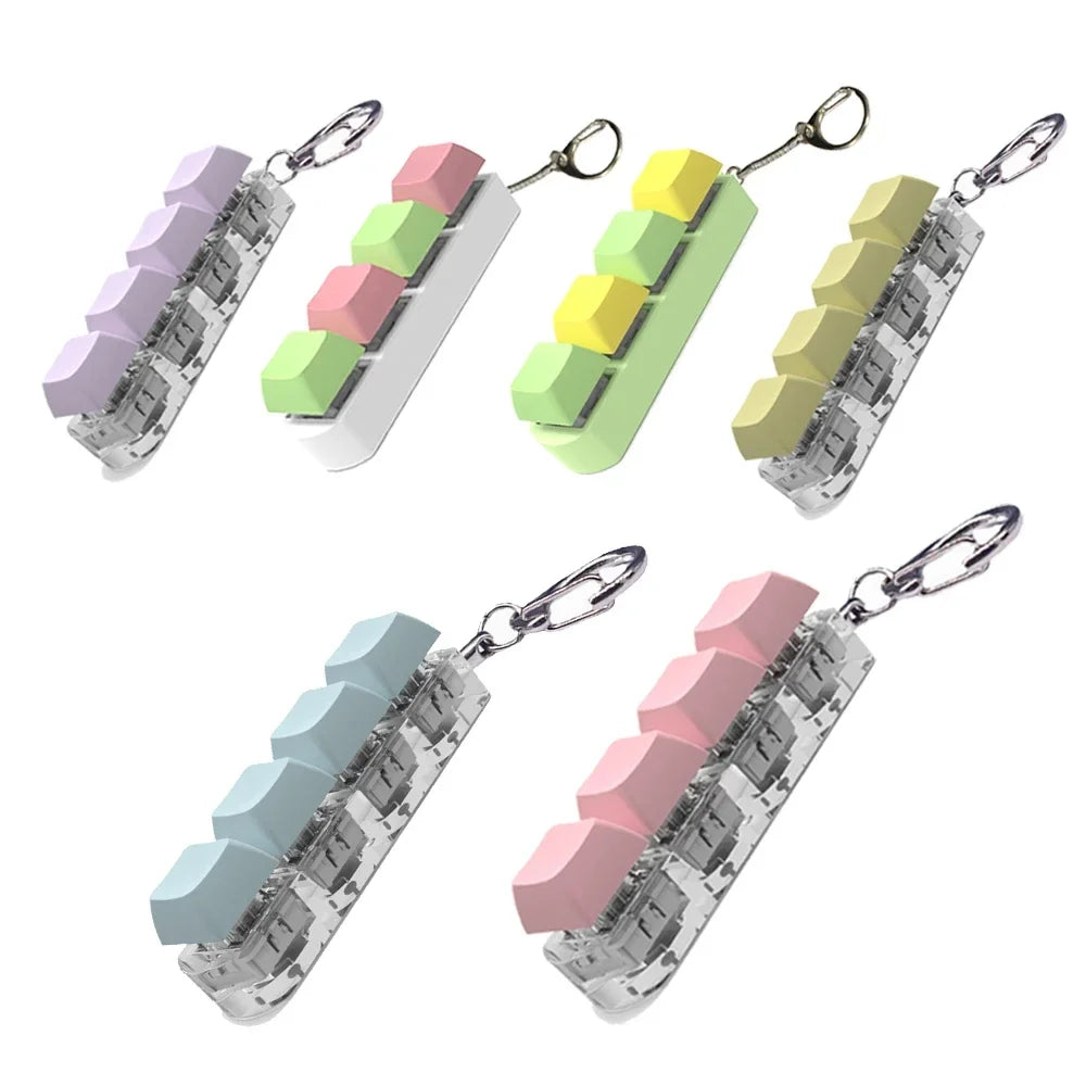 Mechanical Keyboard Switch Keychain - 4 Key Fidget Toy for Stress Relief, DIY Pressing Sensory Gift for Adults