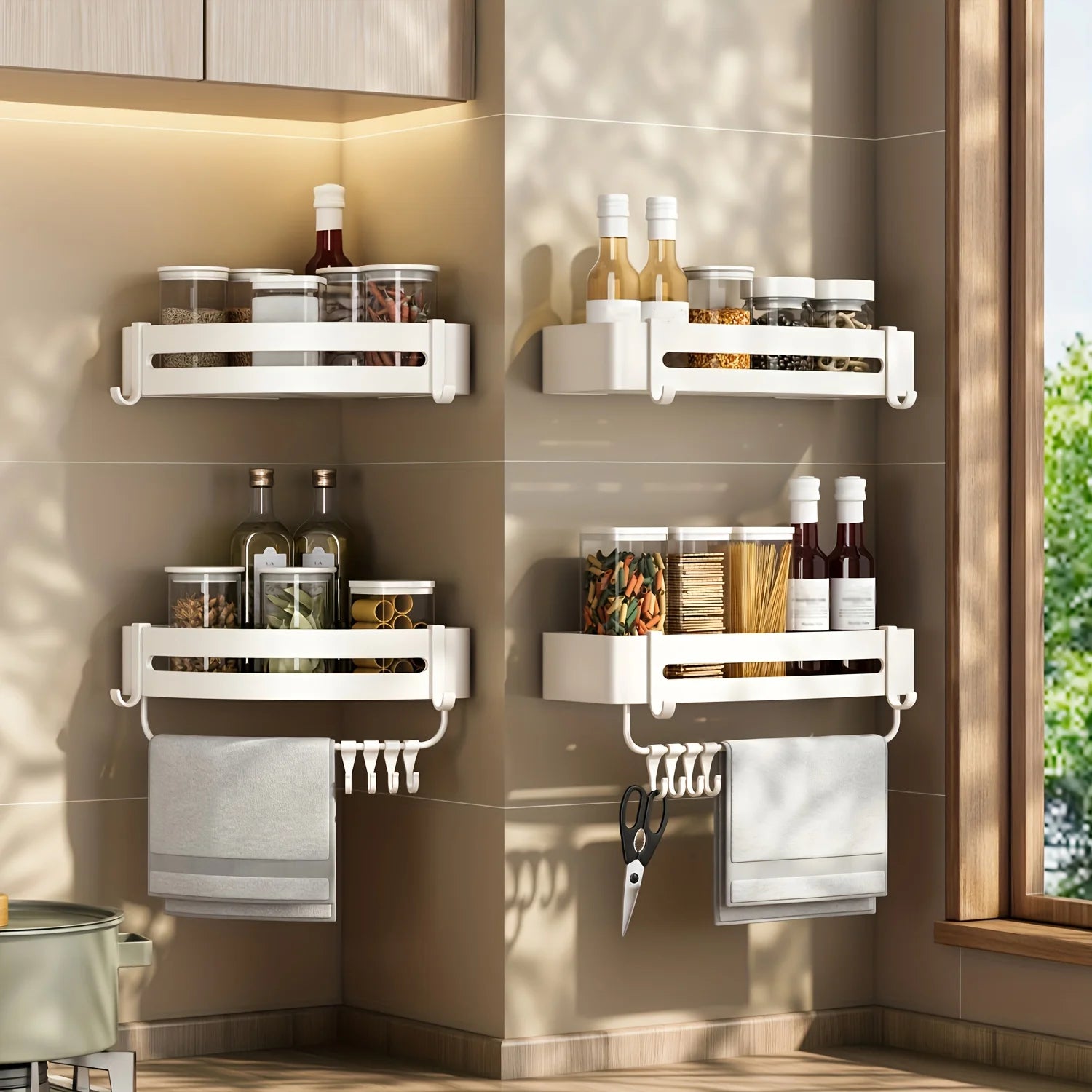 1 Piece Of White Storage Rack For Bathroom Storage Bathroom Partition Wall Mounted Triangular Square Bathroom Accessory