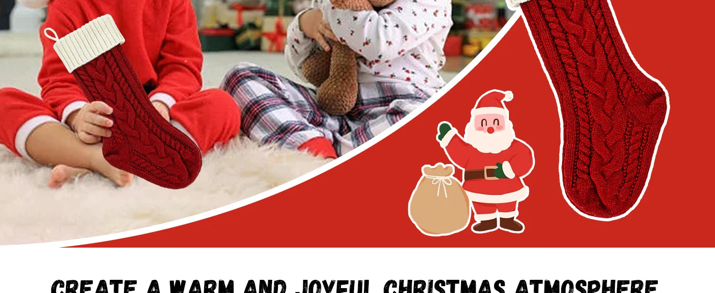 4-12PACK Christmas Stockings 18Inches Large Cable Knitted Stocking Xmas Hanging Stocking Decorations with Name Tags