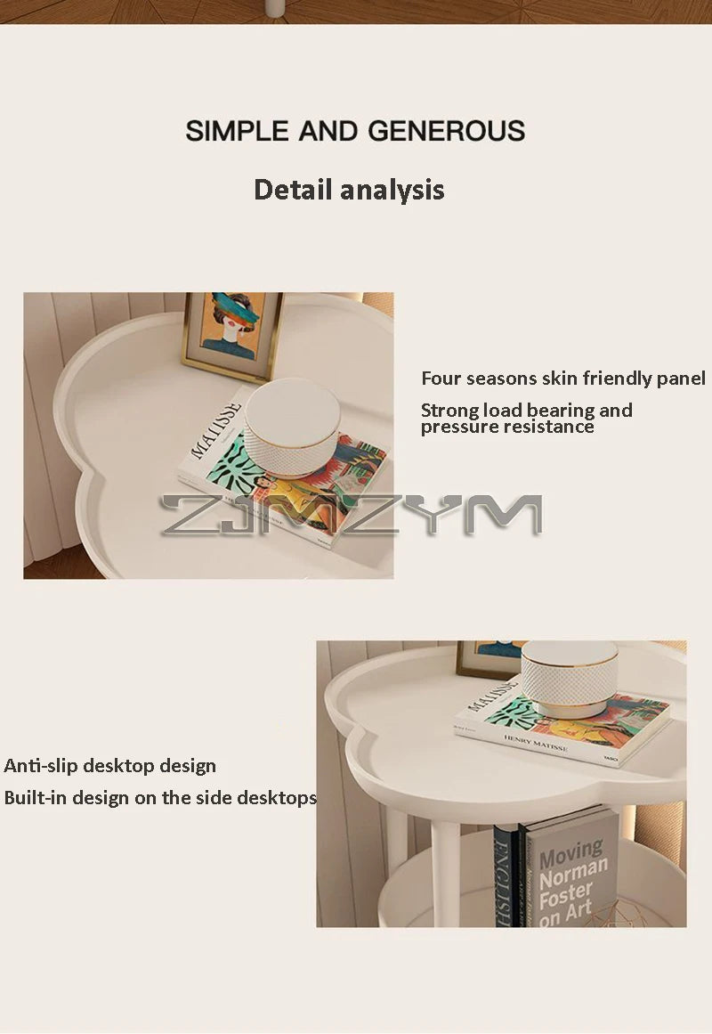 Bedside Table Cream Style Table Four Leaf Modern Minimalist Bedroom Sofa Side Cabinet Storage Table Small Coffee Table