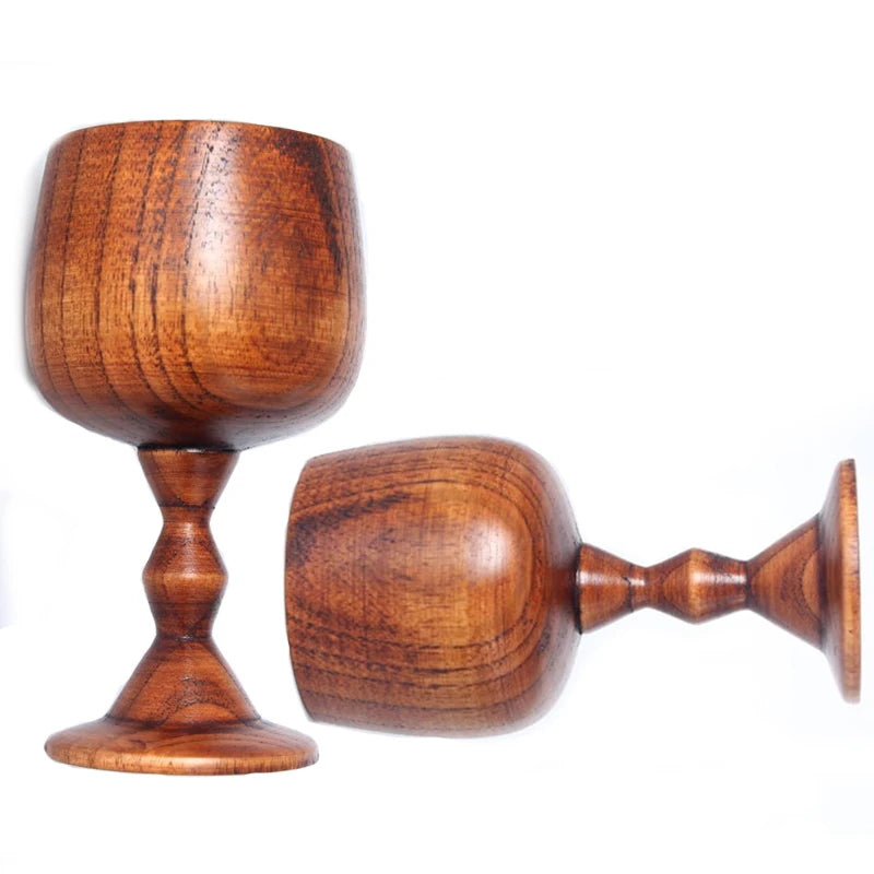 Handmade Natural Spruce wood Goblet Cup Environmental Classical Wine Glass Round Red Wine Teapcup Solid Wooden Goblets Drinkware