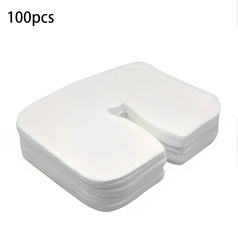 500/100pcs Disposable Face Cradle Covers Headrest Massage Pillow Paper Soft Non-Woven Face Covers for Spa Salon Beauty Supplies