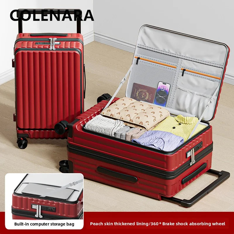 COLENARA Side Opening Suitcase 20"24"26 Inch Women's Boarding Box Men's Large Capacity Cart Case Cart Style Travel Luggage