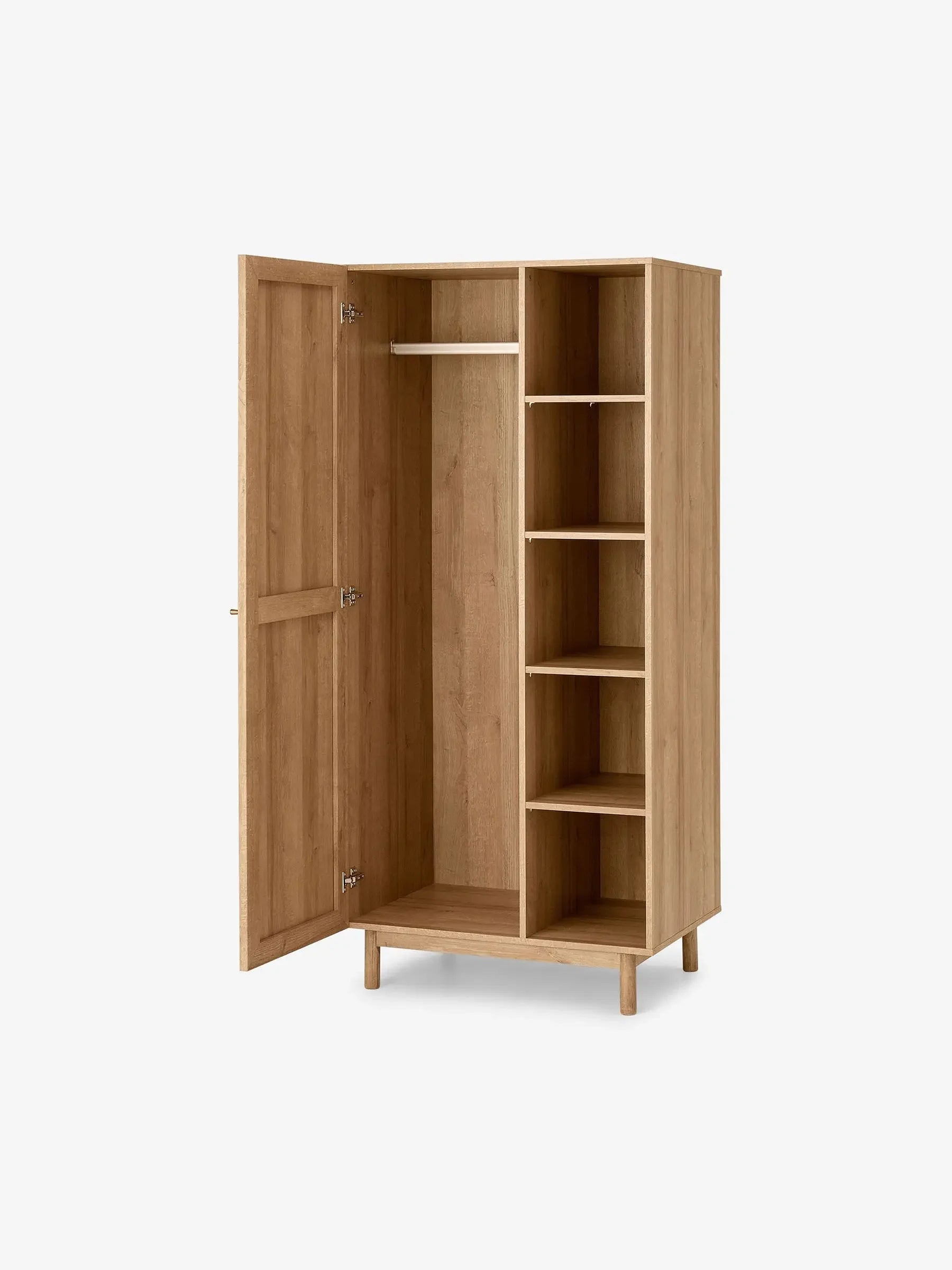 Multipurpose Wooden Living Room Cabinet Wardrobe with Rattan Woven Doors