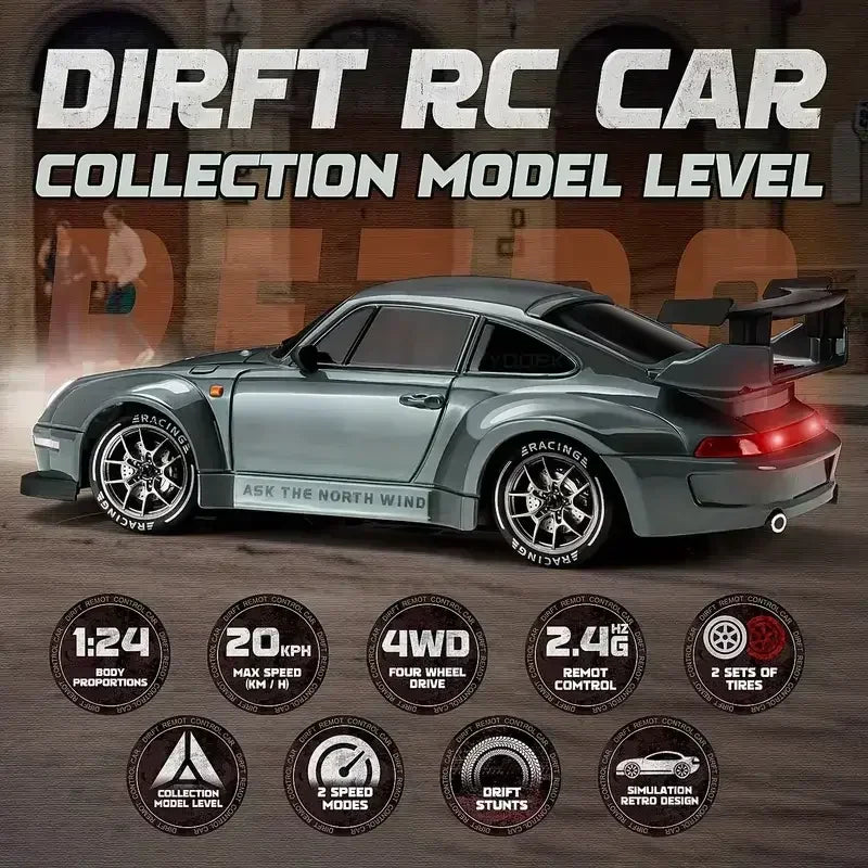 4WD RC Drift Car 1:24 2.4GHz Limited Edition - LED Lights Stunt Drift High-Speed Racing Car Boy Toy Gift