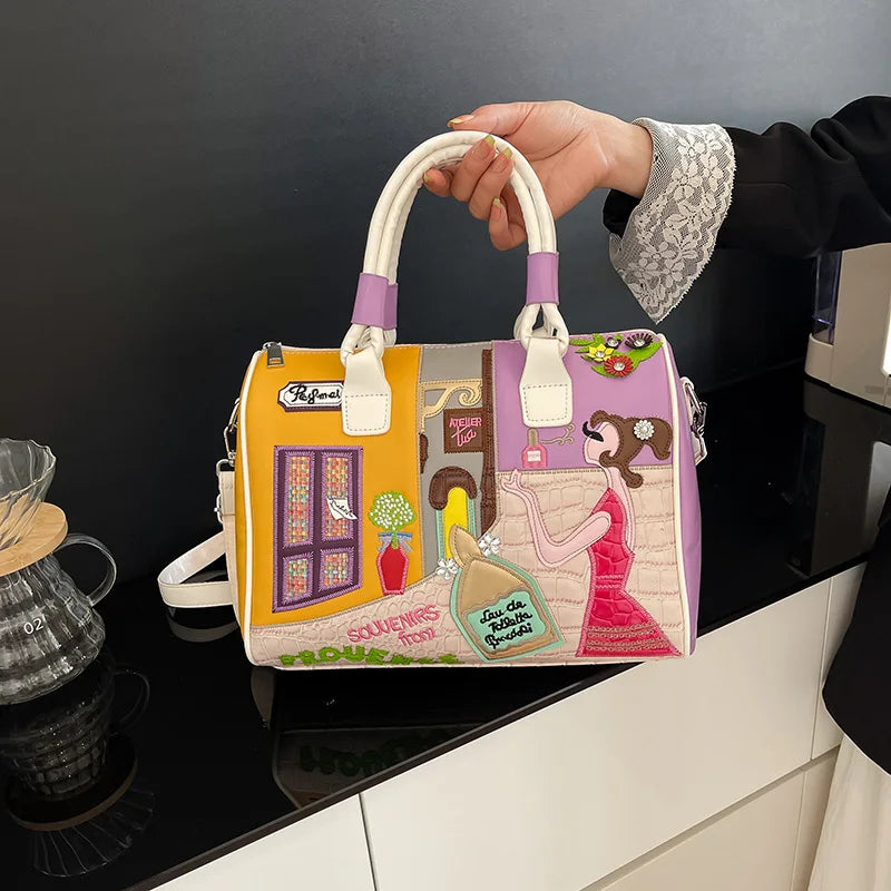 Fashion Women PU Leather Handbags Shoulder Bag Large Capacity Ladies Zipper Messenger Bags for Women Casual Boston Crossbody Bag