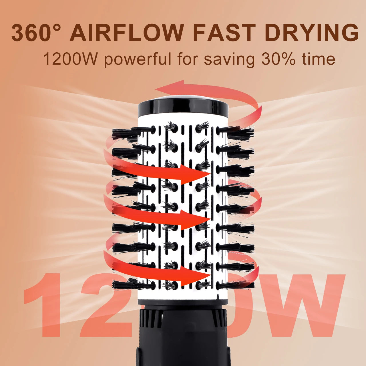 Hatteker Hot Air Brush 4-Head Replaceable Hair Dryer Strong Wind Electric Straightener Roller Curler Comb Blower Styling Tool