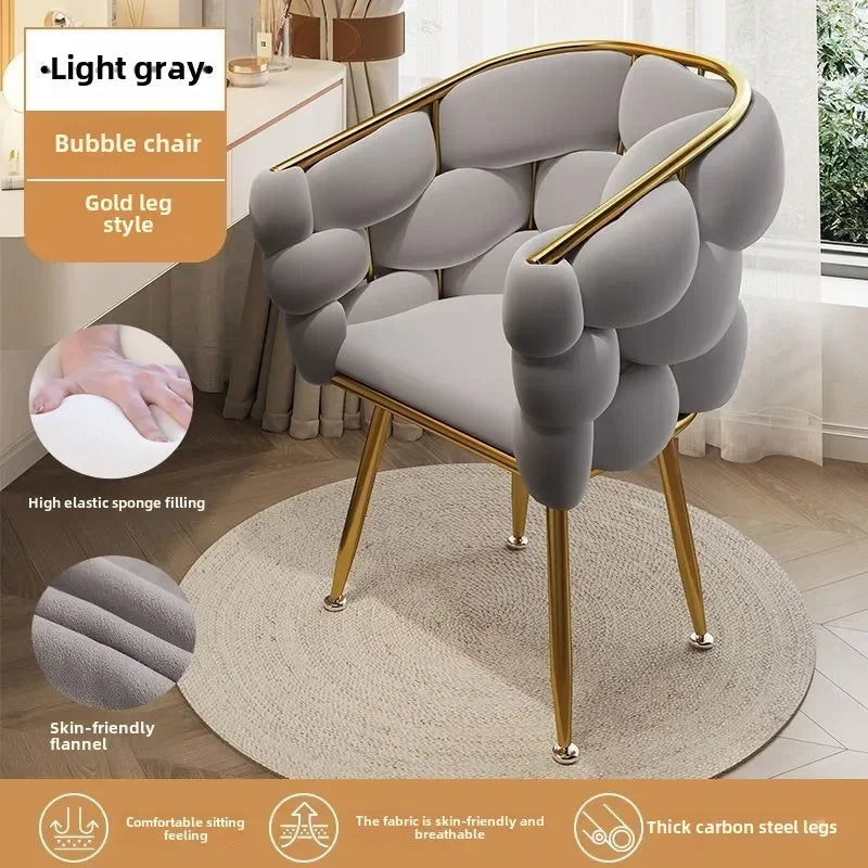 Velvet Leisure Single Sofa Chair Armchair with Gold Legs Makeup Chair with Upholstered for Living Room Bedroom