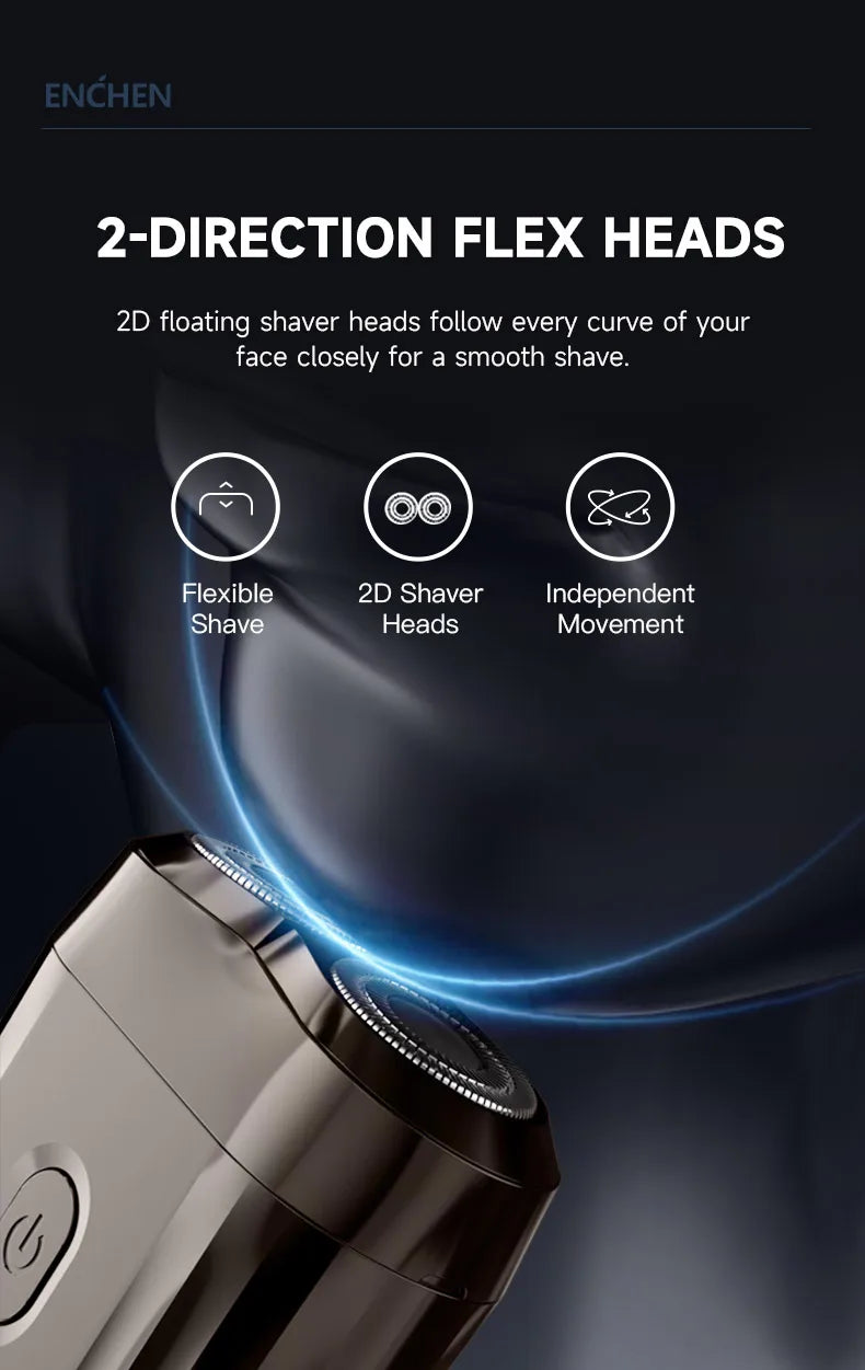 ENCHEN Mini6 2-Direction Flex Heads Electirc Shaver 100% Waterproof Up to 60-Min OF Cordless Shaving With Magnetic Cutter Head