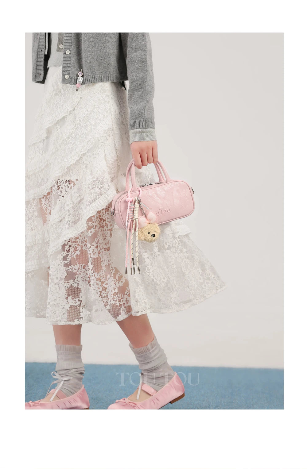 TOUTOU Boston Bowling Bag Imitation Plant Tanning Autumn Shoulder Handheld Crossbody Mini Purse for Women Teacher Christmas Gift