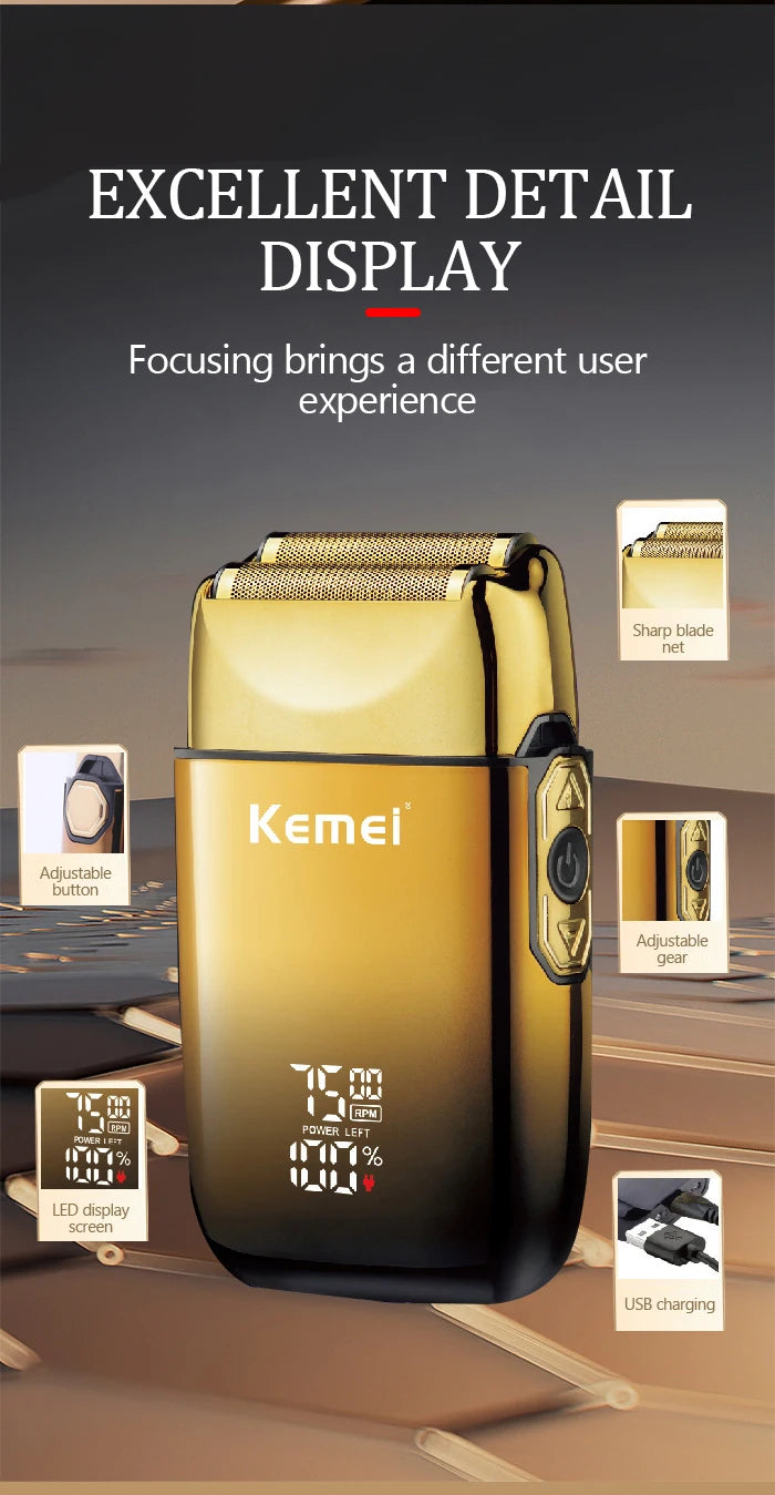 Kemei TX10 Electric Shaver Hair Rechargeable Beard Foil Razor For Men Bald Head Shaving for Men Machine