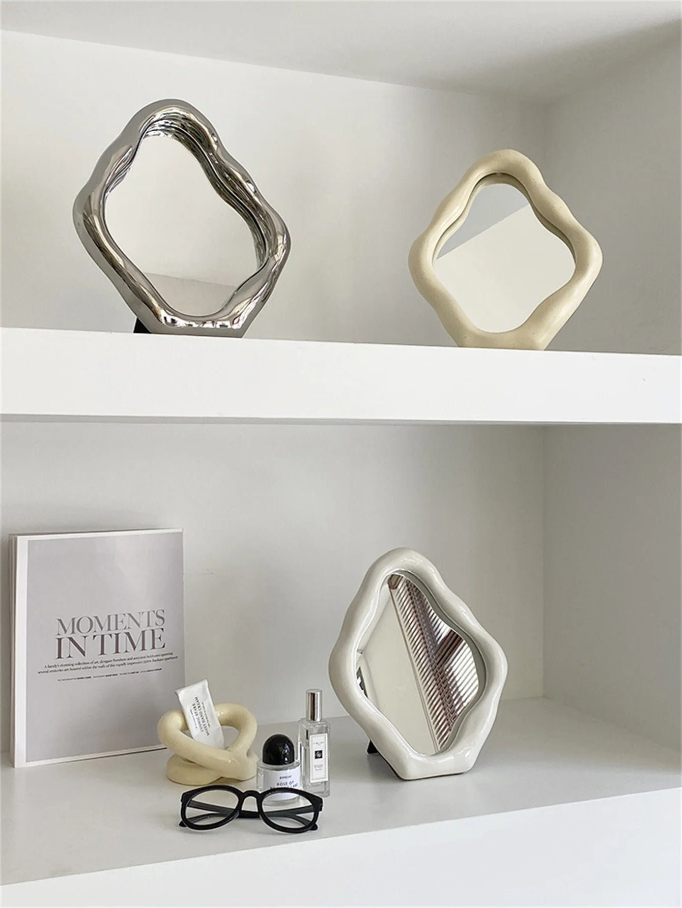 Irregular vintage dresser mirror high color French makeup mirror bedroom desktop decorative ornaments