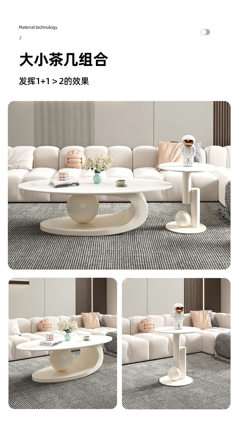 Aesthetic Oval Clear Coffee Tables Modern Design Metal Hotel White Nordic Coffee Table Living Room Low Mesa Furniture For Home