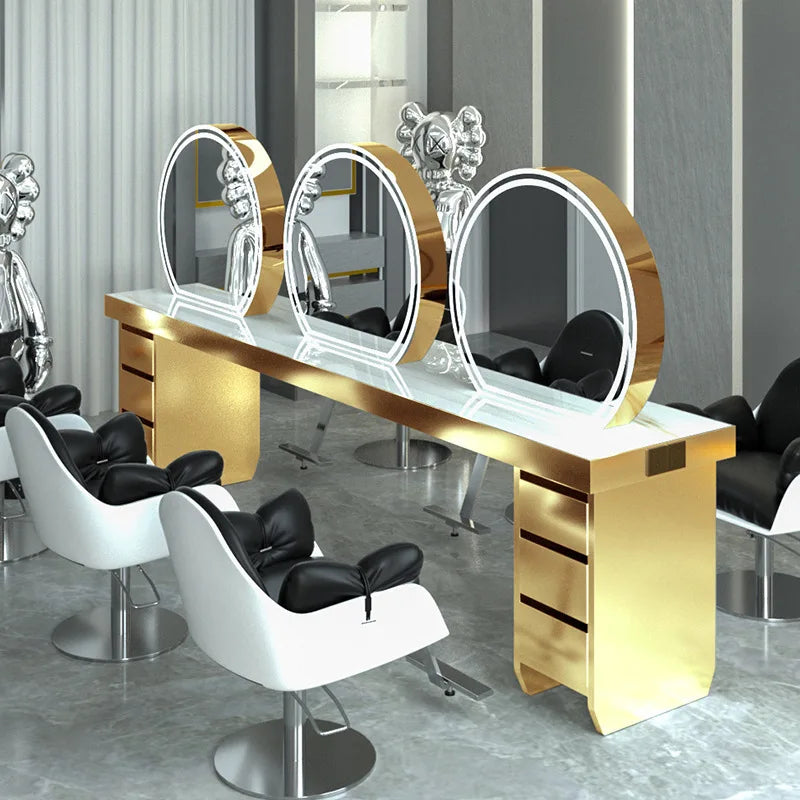 Barber shop hair salon special single and double-sided floor mirror table barber shop special hair mirror