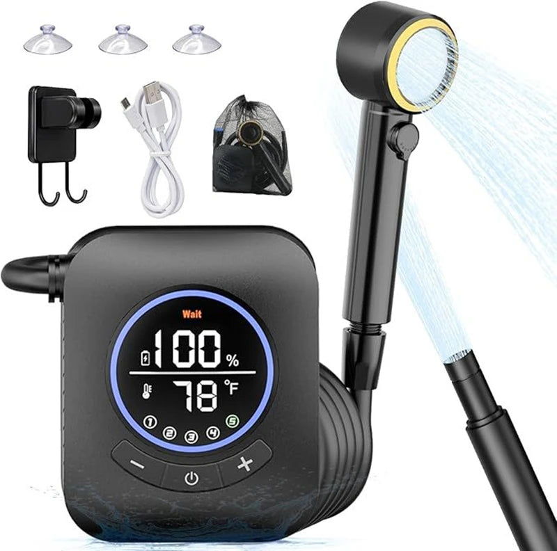 Camping Shower 3.6V 8000mAh IPX8 Rainproof  Portable Power Supply for Outdoors Rechargeable Camp Shower Outdoor Shower