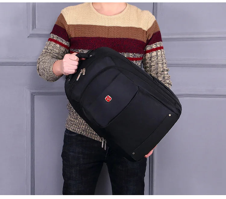 Men Trolley Backpack Shoulders Travel Bag with Wheels 24 Inch Students Rolling Luggage Business Trolley Large Capacity Suitcases