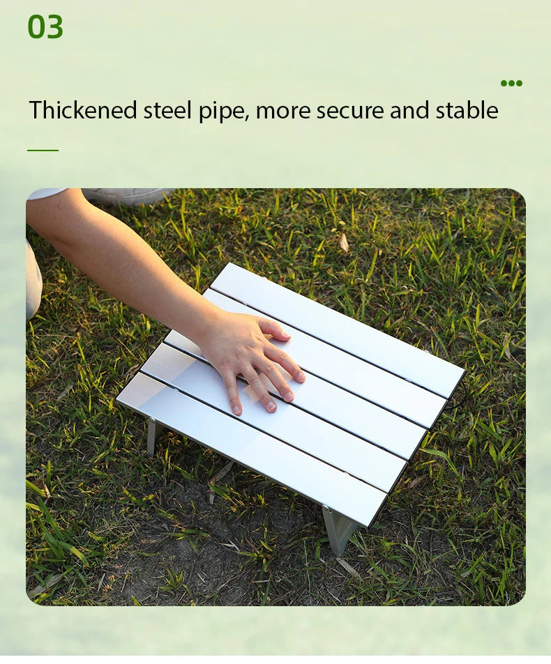WESTTUNE Lightweight Roll Table Mini Folding Backpacking Fishing Picnic BBQ Outdoor Table Aluminum Living Room Dining Table