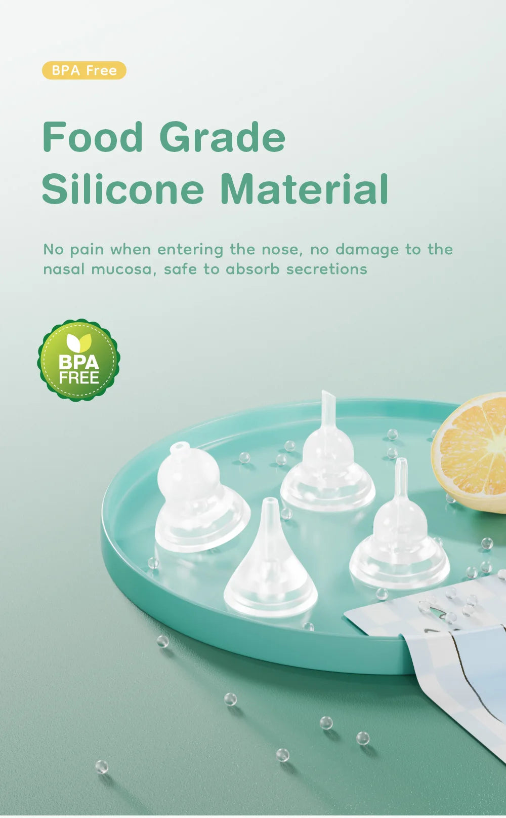 MAMIJOY Baby Electric Nasal Aspirator Nose Suction Device with Food Grade Silicone Mouthpiece 6 Suction Modes and Soothing Music