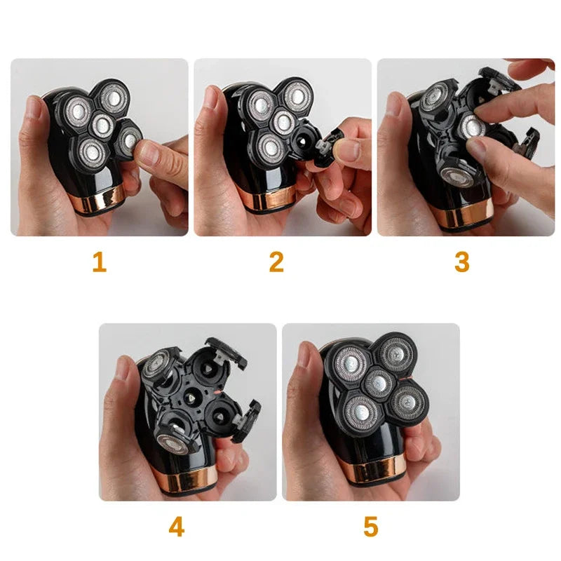5 IN 1 Electric Razor Electric Shaver Rechargeable Shaving Machine for Men Beard Razor Wet-Dry Dual Use Waterproof Fast Charging