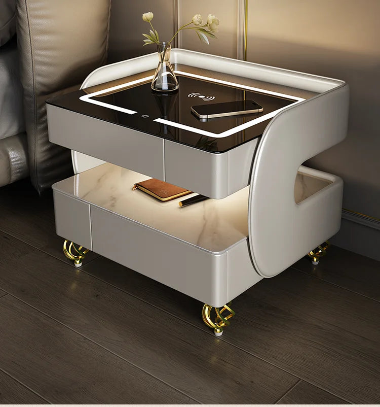 Modern Aesthetic Nightstands Wireless Charging Design Minimalist With Light Bedside Table Elegant Trendy Cajoneras Furniture