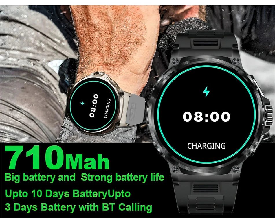 2025 New Military GPS V69 Smart Watch Men 1.85 inch 710 mAh Heart Rate GPS Sports IP68 Waterproof Bluetooth Talk  Smartwatch Man