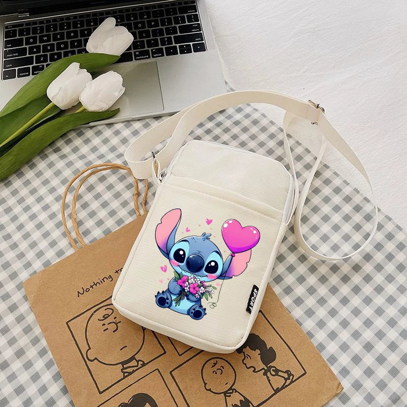 Disney Stitch Fashion Mobile Phone Bags Anime Women Messenger Bag Children Kawaii Coin Purse Girls Portable Crossbody Pouch Gift
