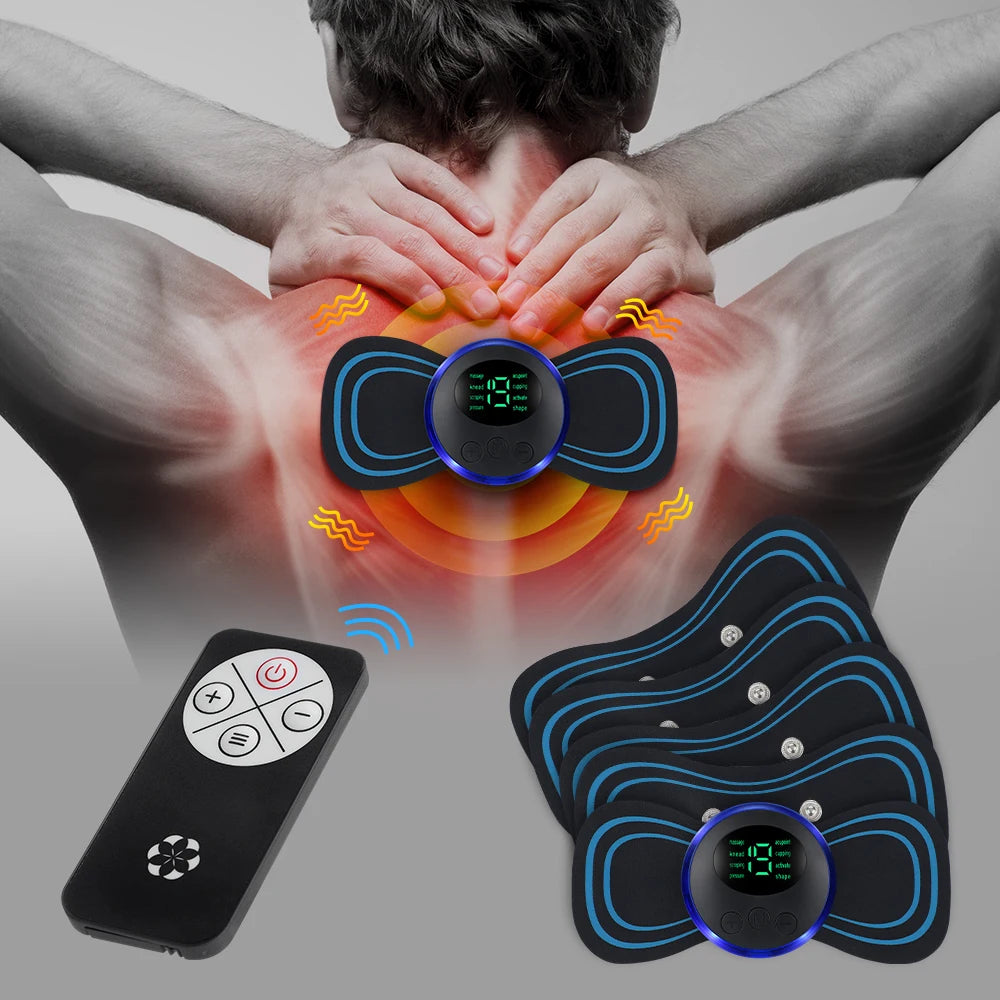 8 Modes Neck Massager Electric Back Shoulder Full Body Leg Massage Pad Remote Control Muscles Relax Fatigue Relief Patches Mini
