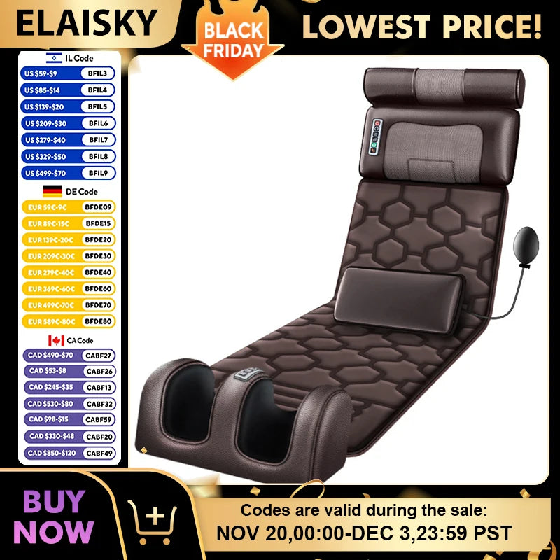 Multifunctional Massage Mattress Full Body Electric Shoulder Neck Waist Back Kneading vibrations Massage Cushion With Heat