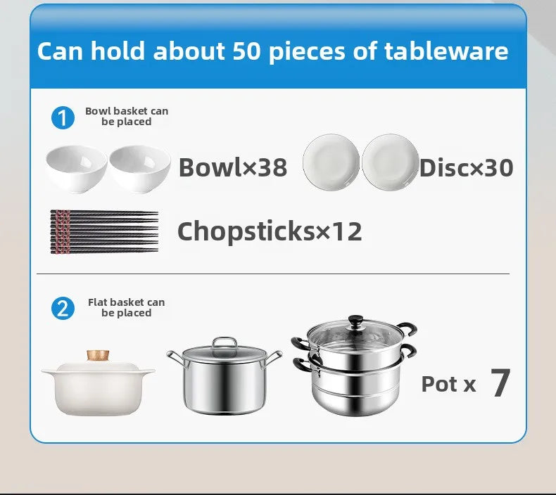 Basket Kitchen Cabinet Cupboard Basket Drawer Dish Cupboard Double Seasoning Flavor Cabinet Chopsticks Built-in Basket