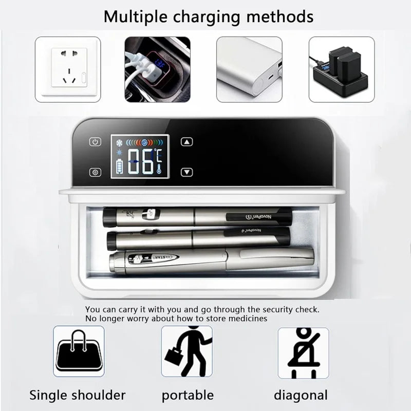 10200mAh Mini USB Fridge for Medicine Portable Insulin Cooler LCD Display Refrigerator for Car Home Keep Medication Refrigerated