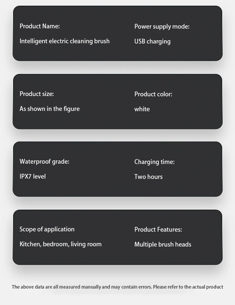 Xiaomi Electric Cleaning Brush Wireless Black High-power Multifunctional Bathroom Waterproof Portable Cleaning Brush Household