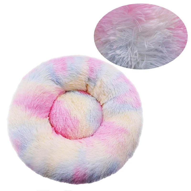 Plush Warm Round Large Dog Bed Winter Soft Puppy House Medium Cat Sofa Sleeping Bed Elastic Small Dog Kennel Nest Accessories