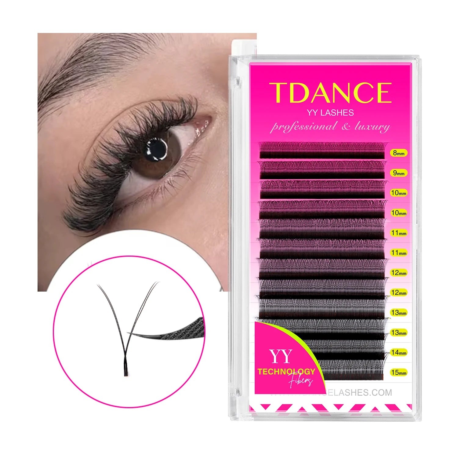 TDANCE 8-15MIX YY Shape Hand Woven Premium Mink Soft Light Natural Eyelashes Extension Makeup Mesh Net Cross False Eyelash