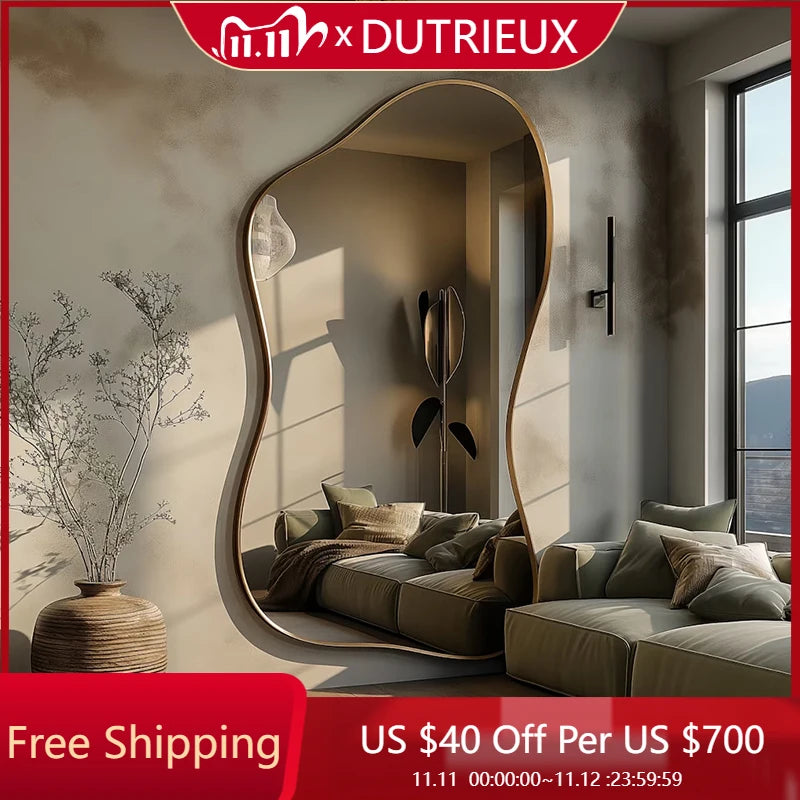 Large Size Full Body Mirror Standing Art Wall Luxury Irregular Frame Accent Unique Mirror Xenomorph Espelhos Trendy Furniture