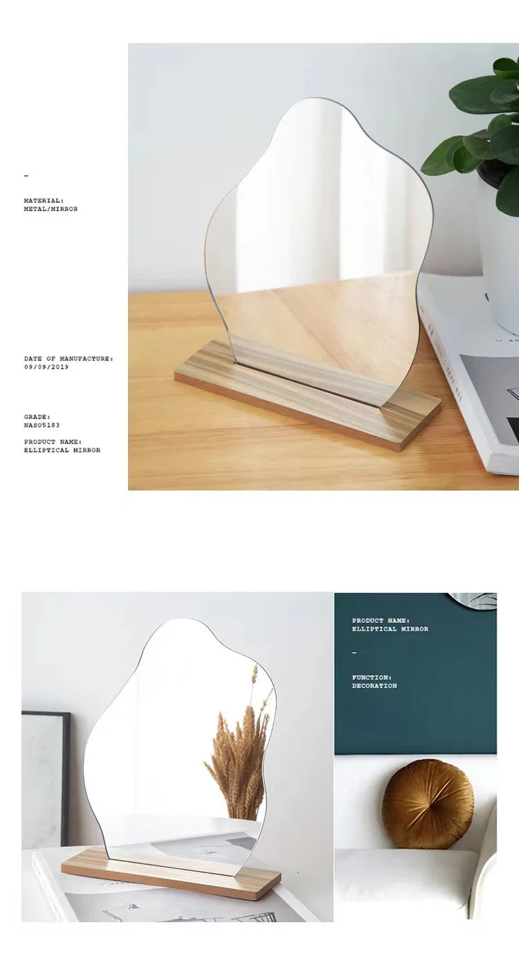 New Acrylic Irregular Mirror for Home Decoration DIY Office Makeup Desktop Ornament Decoration Standing Mirror ﻿